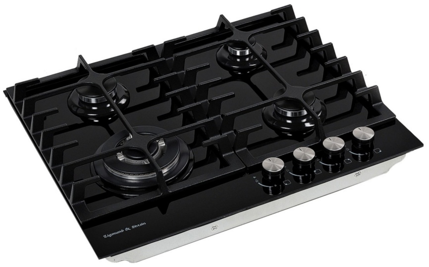 Газовая варочная панель Zigmund & Shtain MN 185.61 B 58 см, 4 конфорки электроподжиг газконтроль, черный фото 2