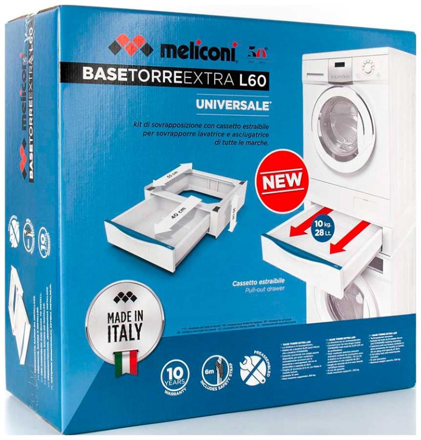 Рама  Meliconi Torre Extra L60, с выдвижным ящиком для установки сушильной машины на стиральную фото 3