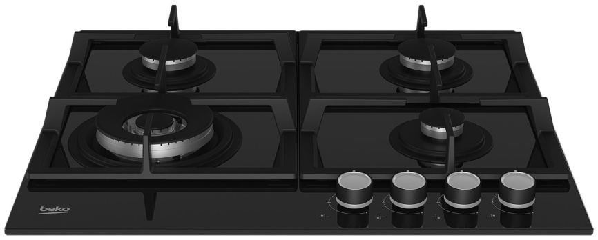 Газовая варочная панель Beko HILW 64225 S 58 см, 4 конфорки электроподжиг газконтроль, черный фото 4