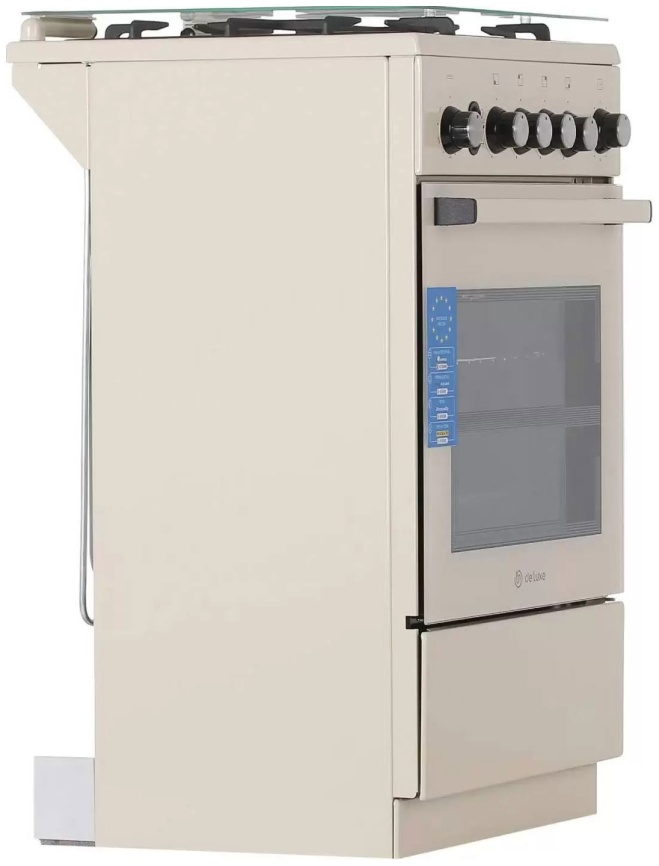 Газовая плита De luxe 5040.40г(кр) ЧР-013 50 см, 43 л, 4 конфорки, слоновая кость фото 3
