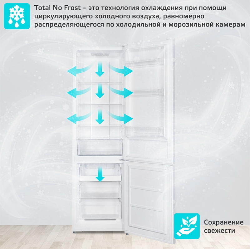 Двухкамерный холодильник Harper RH5559BB No frost, белый фото 8