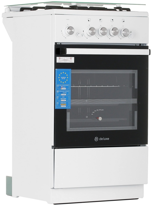 Газовая плита De luxe 5040.42г 50 см, 43 л, 4 конфорки, белый фото 3
