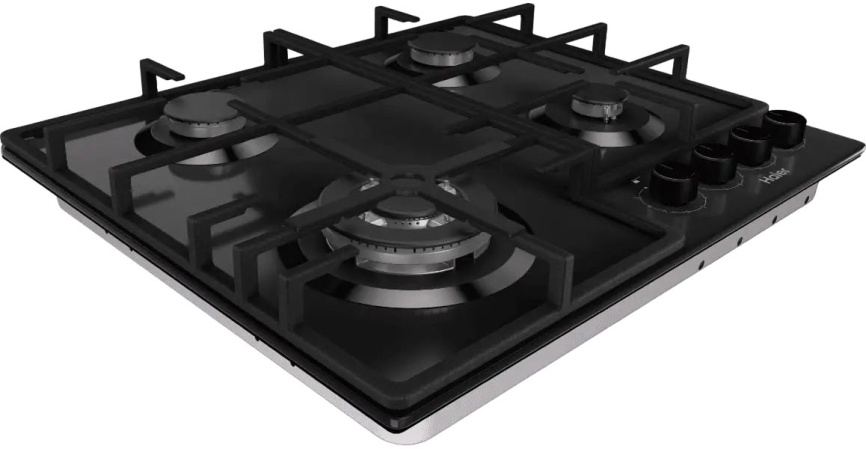 Газовая варочная панель Haier HHQ-G64CTQB 4 конфорки газ-контроль, черный фото 5