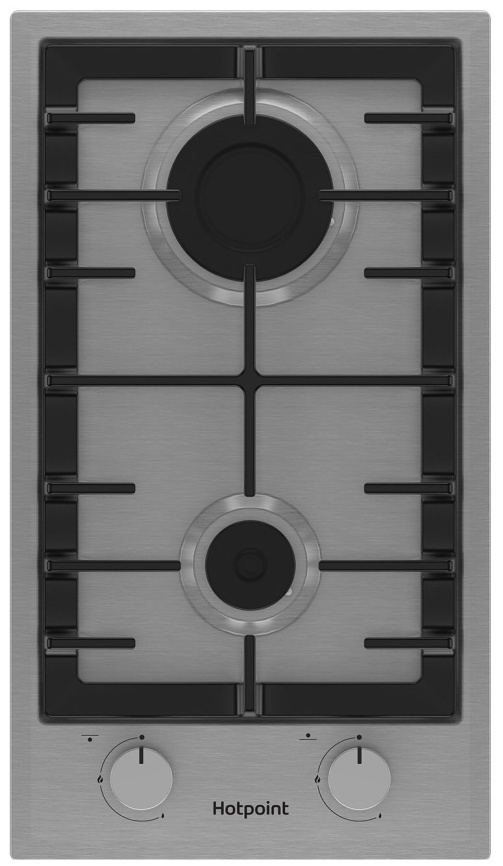 Газовая варочная панель Hotpoint HGMT 321 IX 28 см, 2 конфорки электроподжиг газконтроль, серебристый фото 1