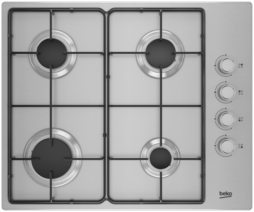 Газовая варочная панель Beko HIGG 641C3 SX 65 см, 4 конфорки электроподжиг газконтроль, серебристый фото 1