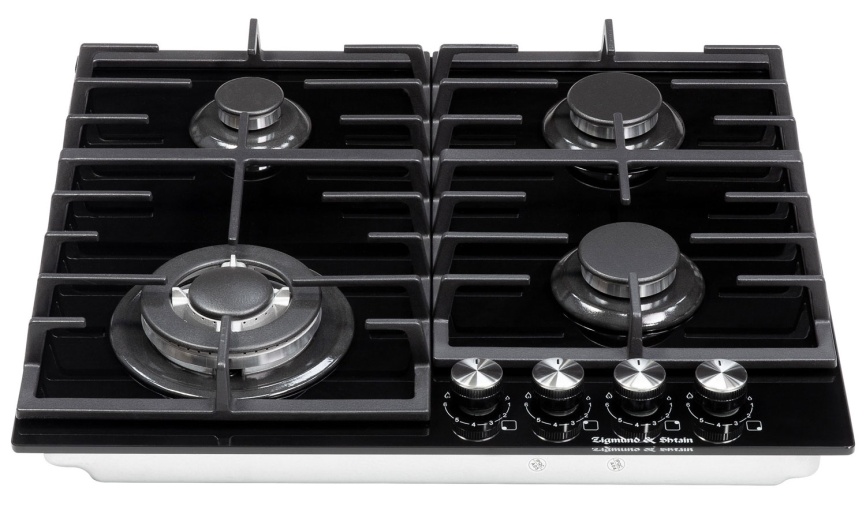 Газовая варочная панель Zigmund & Shtain M 28.6 B 28 см, 4 конфорки электроподжиг газконтроль, черный фото 3