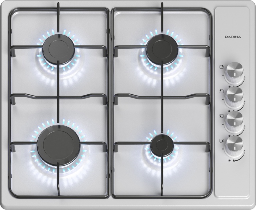Газовая варочная панель Darina T1 BGM 341 11 W 59 см, 4 конфорки электроподжиг, белый фото 3