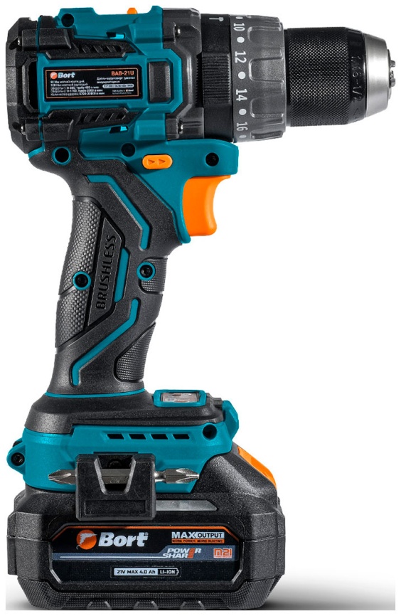 Дрель-шуруповерт аккумуляторная Bort ударная, BAB-21U (2x4А.ч) фото 2