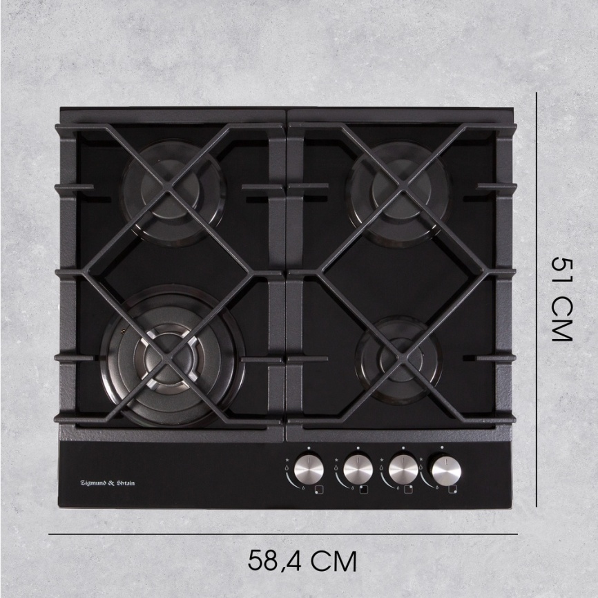 Газовая варочная панель Zigmund & Shtain MN 175.61 B 58 см, 4 конфорки электроподжиг газконтроль, черный фото 8