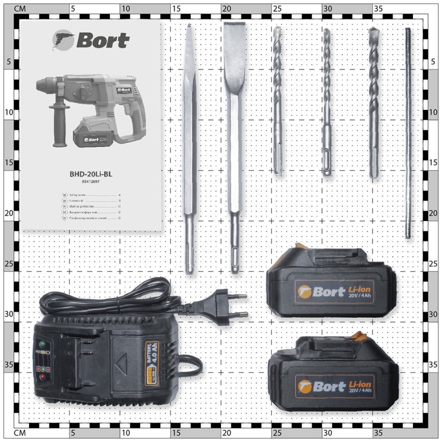 Перфоратор аккумуляторный Bort BHD-20Li-BL 2x4.0 А.ч фото 11