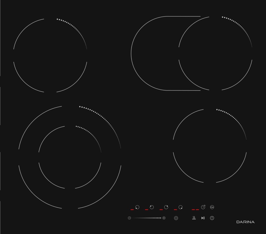 Электрическая варочная панель Darina 6P E328 B 59 см, 4 конфорки стеклокерамика, черный фото 3