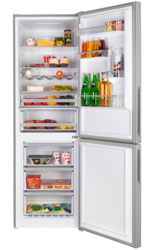 Двухкамерный холодильник Maunfeld MFF185NFS Inverter No frost, серый фото 2