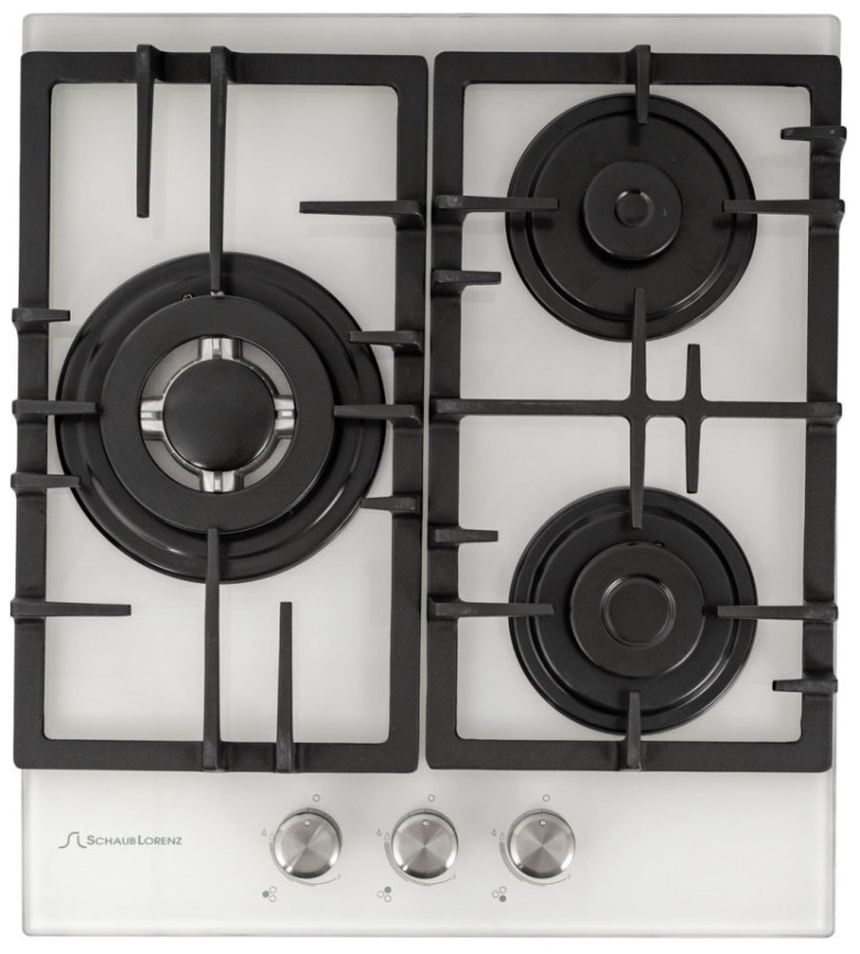 Газовая варочная панель Schaub Lorenz SLK GL4512 46 см, 3 конфорки электроподжиг газконтроль, белый фото 1