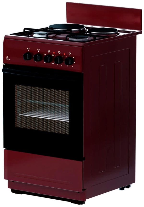 Комбинированная плита Flama RK 2201В 50 см, 4 конфорки, коричневый фото 1