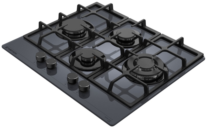 Газовая варочная панель Meferi MGH604GR GLASS ULTRA 60 см, 4 конфорки электроподжиг газконтроль, серый фото 4