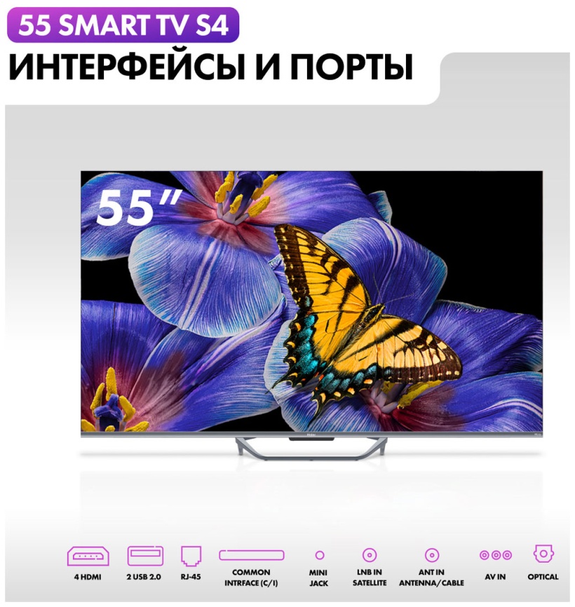Телевизор Haier 55 Smart TV S4, 55 дюйма, 4K Ultra HD, смарт ТВ, Android TV 11, серый фото 13