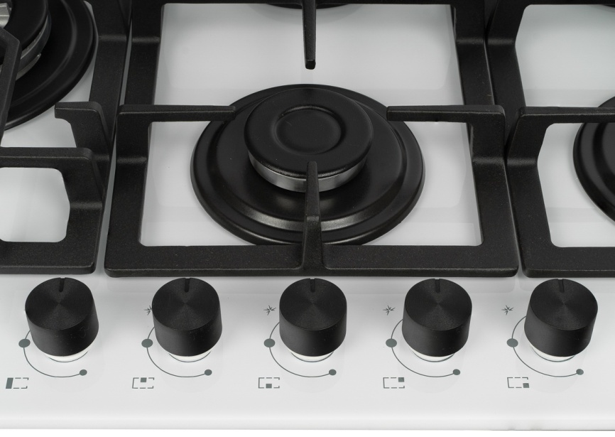 Газовая варочная панель De’Longhi GERMANA 7GW BB 69 см, 5 конфорок электроподжиг газконтроль, белый фото 4