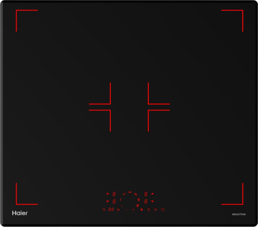 Электрическая варочная панель Haier HHX-Y64HPVB 59 см, 4 конфорки стеклокерамика, черный фото 1