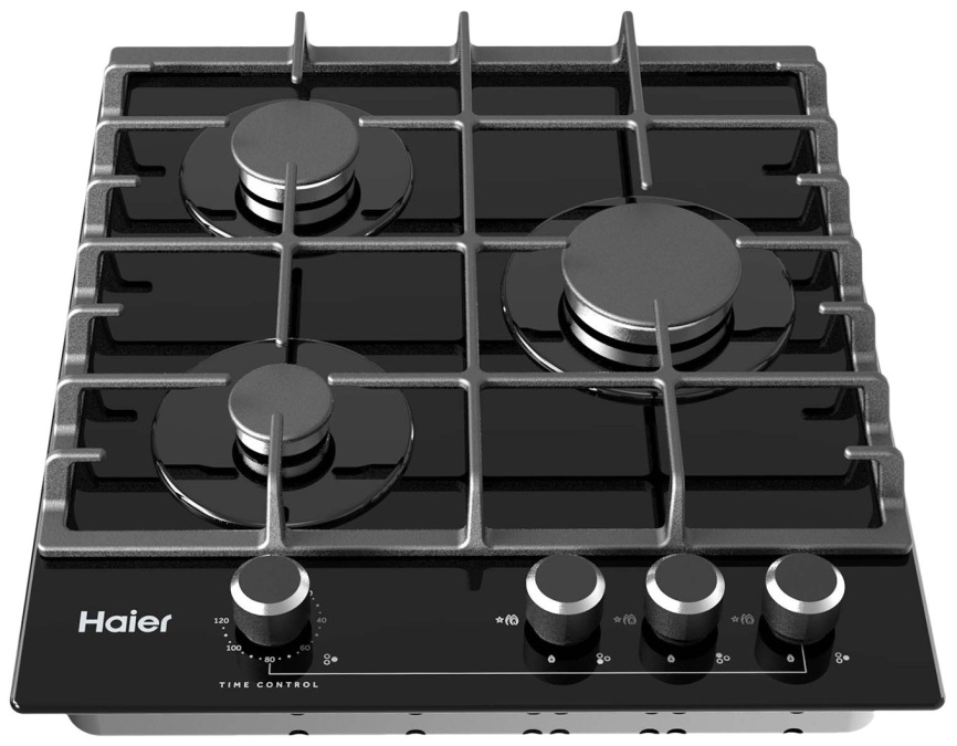 Газовая варочная панель Haier HHX-G53CNMB 45 см, 3 конфорки электроподжиг газконтроль, черный фото 2