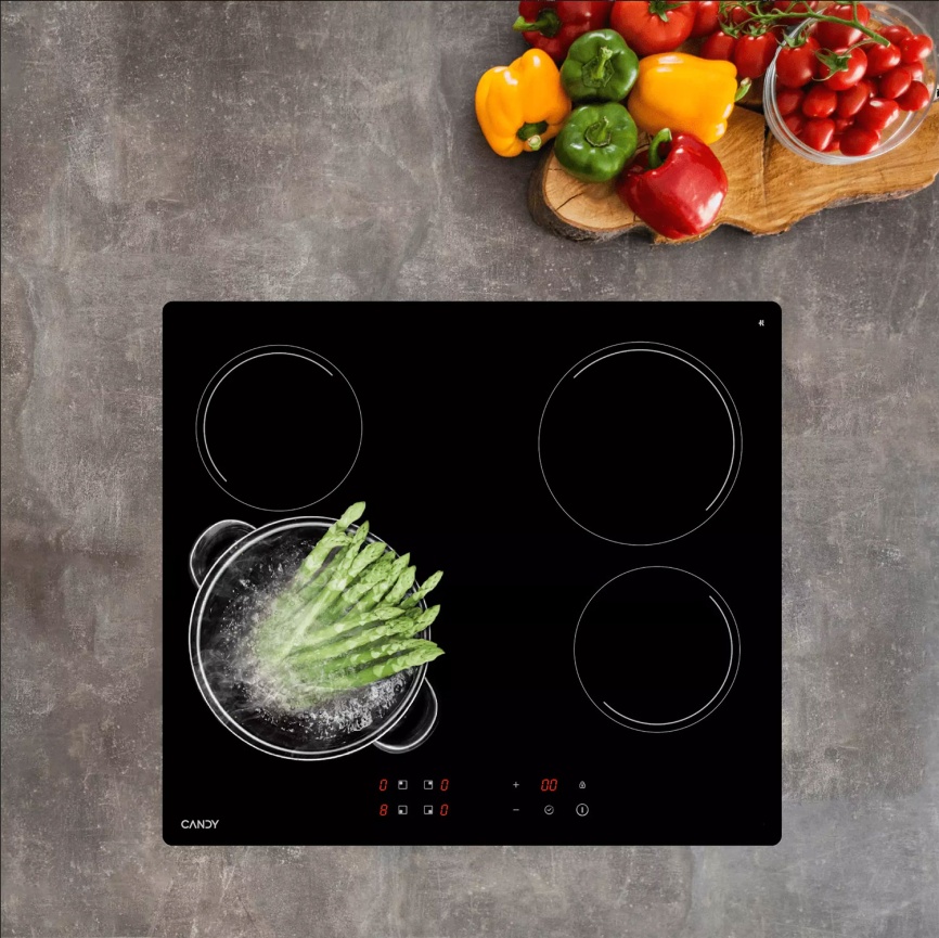 Электрическая варочная панель Candy CHXC64NB 58 см, 4 конфорки стеклокерамика, черный фото 9