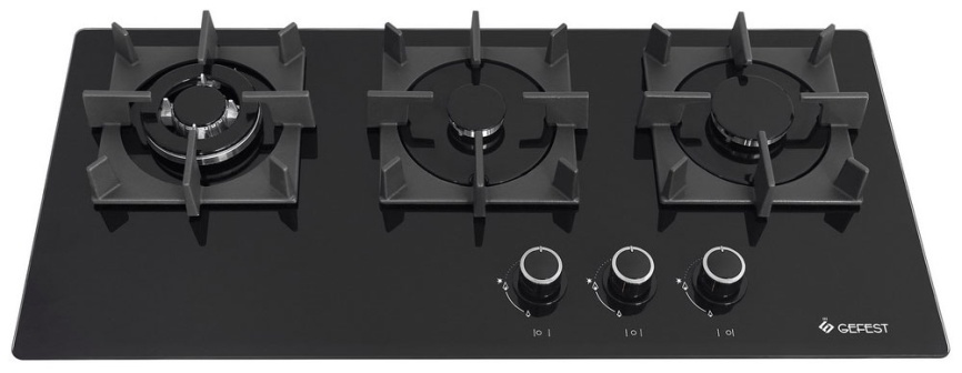 Газовая варочная панель Gefest ПВГ 2150-01 К33 75 см, 3 конфорки электроподжиг газконтроль, черный фото 2
