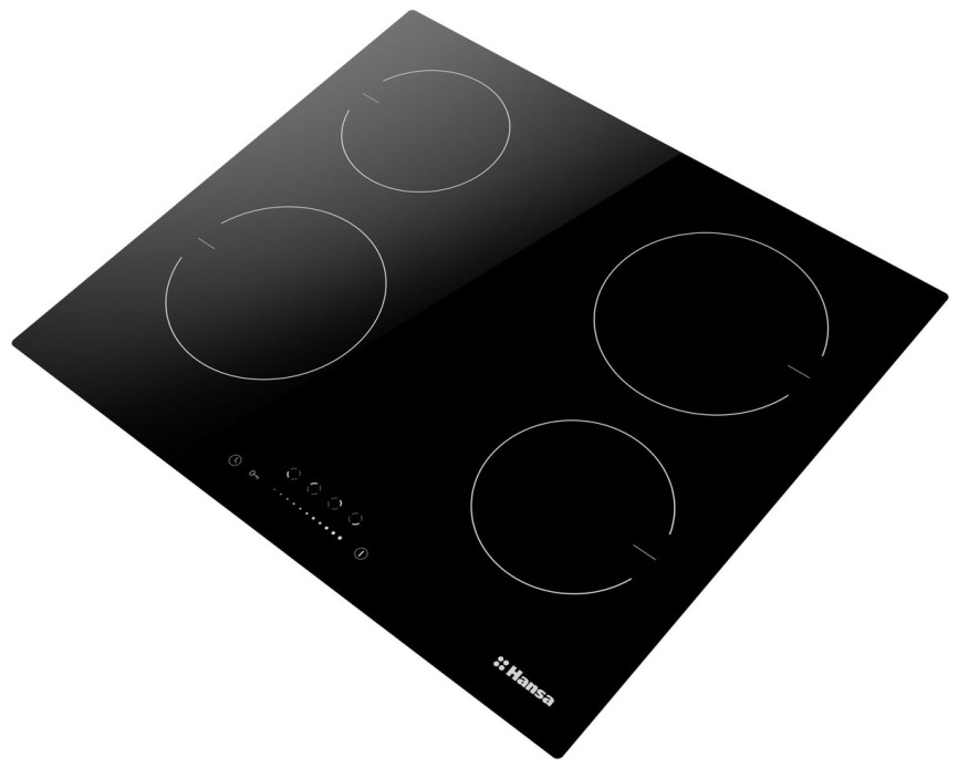 Электрическая варочная панель Hansa BHC633008 59 см, 4 конфорки стеклокерамика, черный фото 4