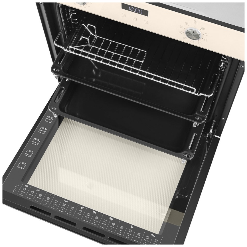 Электрический духовой шкаф Maunfeld EOEM.769 BG 59 см, 76 л гриль конвекция, слоновая кость фото 3