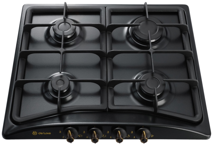 Газовая варочная панель De luxe 5840.00 гмв - 059ЧР 58 см, 4 конфорки электроподжиг, черный матовый фото 2