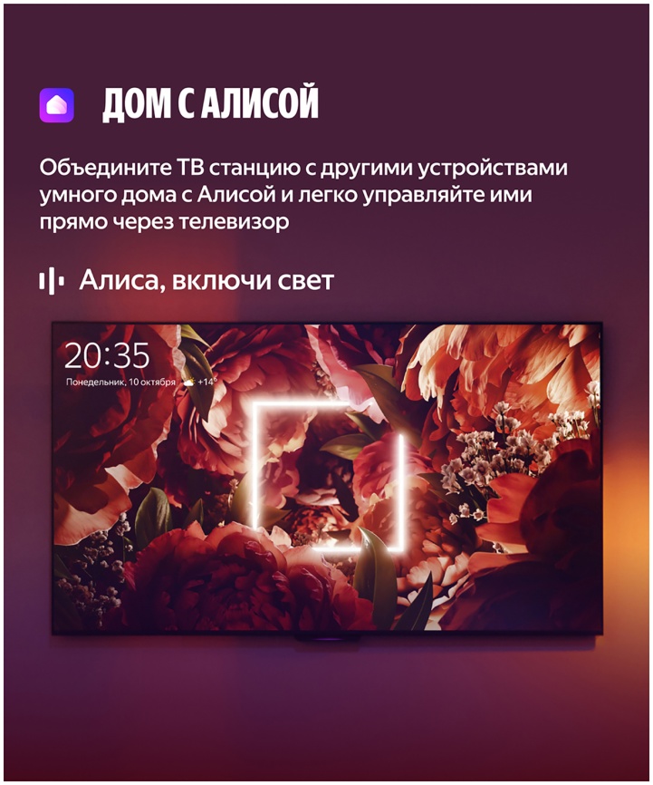 Телевизор Яндекс ТВ Станция Бейсик с Алисой, 65 дюйма, 4K HDR, смарт ТВ, YaOS X, черный фото 12