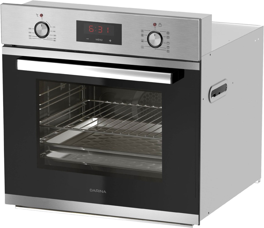 Электрический духовой шкаф Darina 1U5 BDE 112 708 X5 59 см, 65 л гриль конвекция, серебристый фото 3