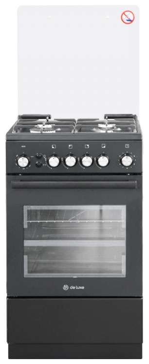 Газовая плита De luxe 5040.40г(кр) ЧР-015 50 см, 43 л, 4 конфорки, черный фото 1