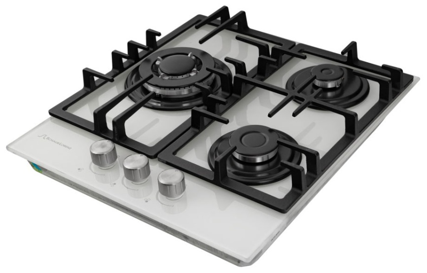 Газовая варочная панель Schaub Lorenz SLK GL4512 46 см, 3 конфорки электроподжиг газконтроль, белый фото 2