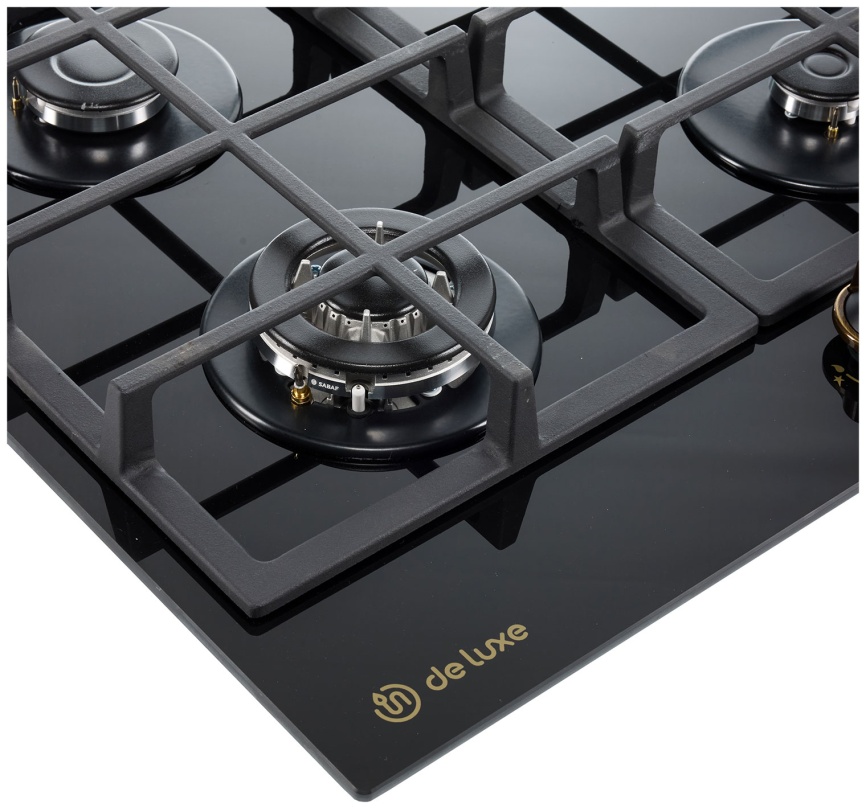 Газовая варочная панель De luxe GG4 750229F-TC-150 58 см, 4 конфорки электроподжиг газконтроль, черный фото 3