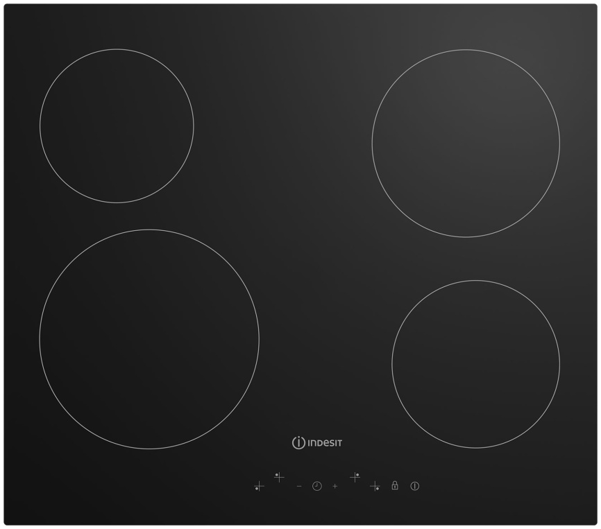 Электрическая варочная панель Indesit IRT 160 59 см, 4 конфорки стеклокерамика, черный фото 1