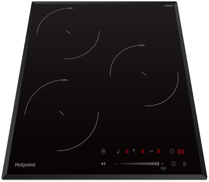 Электрическая варочная панель Hotpoint HS 1445 BA 45 см, 3 конфорки стеклокерамика, черный фото 3