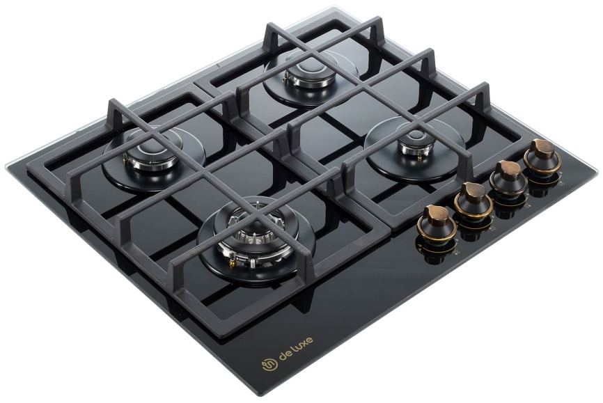 Газовая варочная панель De luxe GG4 750229F-TC-150 58 см, 4 конфорки электроподжиг газконтроль, черный фото 4