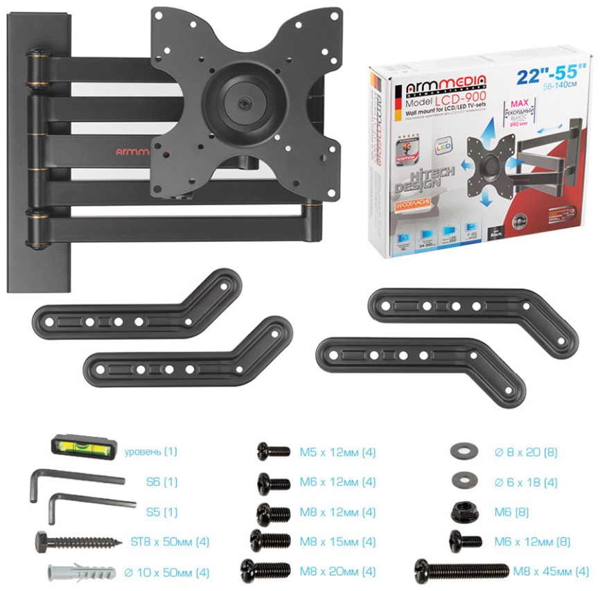 Настенный кронштейн для LED/LCD телевизоров Arm media LCD-900 black фото 5