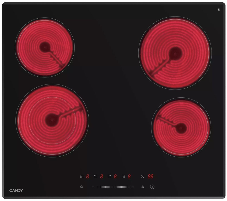 Электрическая варочная панель Candy CHXC64TDVB 58 см, 4 конфорки стеклокерамика, черный фото 4