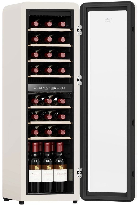 Винный шкаф Tesler CWC-308 IVORY 30 бутылок 86л с LED дисплеем, белый фото 10