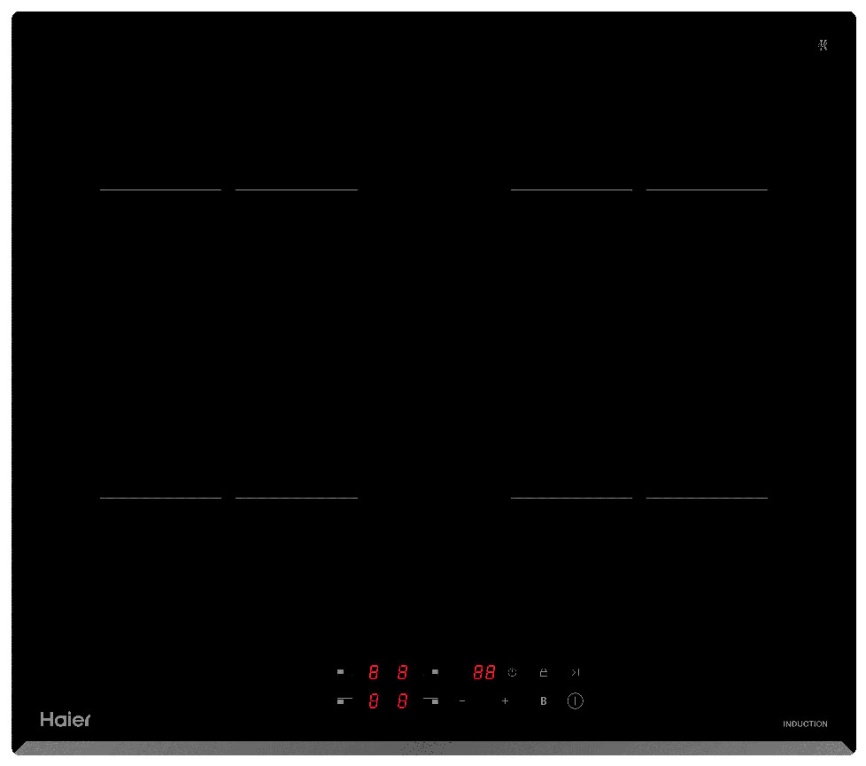Электрическая варочная панель Haier HHY-Y64PVB 59 см, 4 конфорки стеклокерамика, черный фото 1