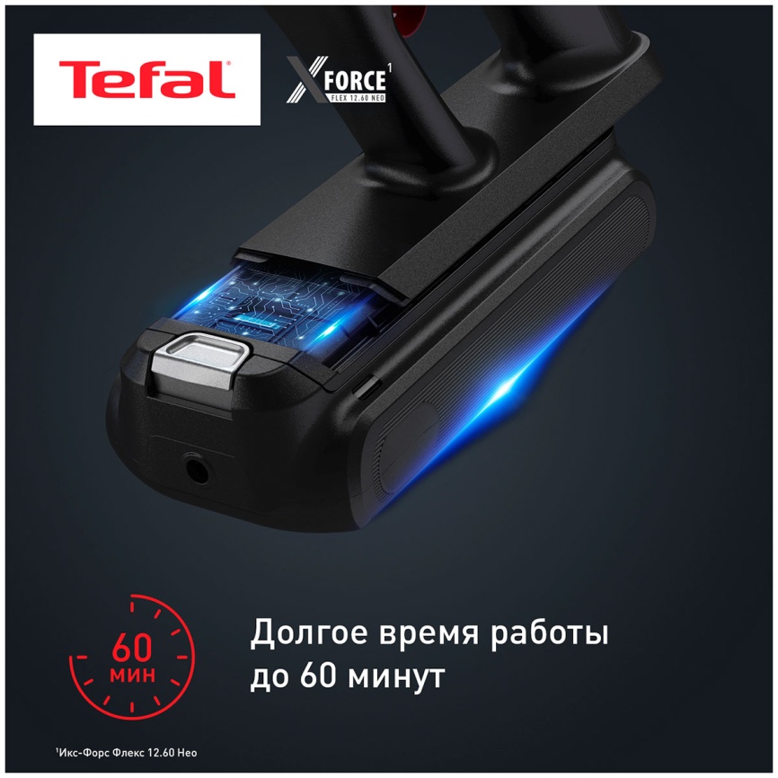 Пылесос вертикальный Tefal X-Force Flex 12.60 Neo TY9LC1WO, синий/серый фото 5