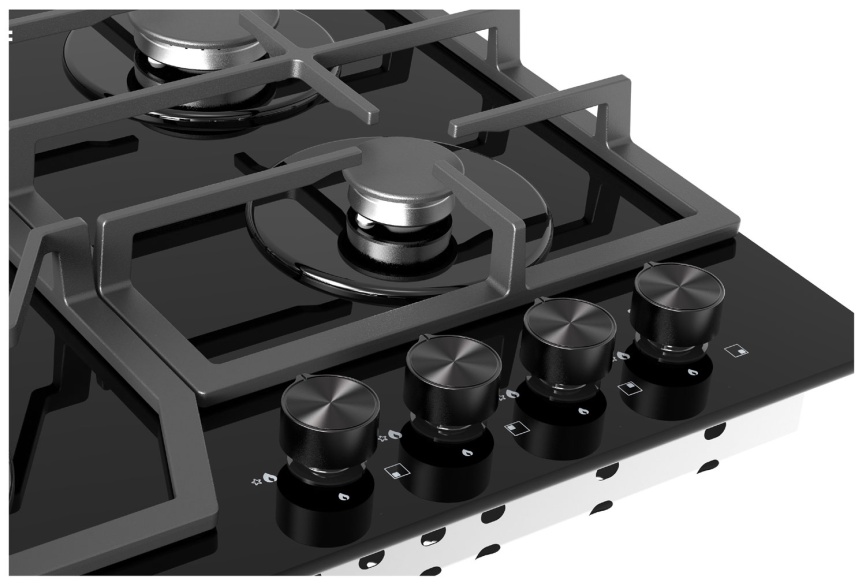 Газовая варочная панель Candy CHXG64CWB 58 см, 4 конфорки электроподжиг газконтроль, черный фото 4