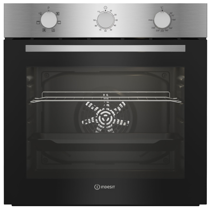 Электрический духовой шкаф Indesit IBFTE 3634 IX 59 см, 72 л гриль конвекция, серебристый фото 1