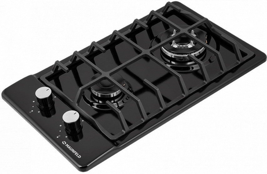 Газовая варочная панель Maunfeld EGHE.32.63CB/G 32 см, 2 конфорки электроподжиг газконтроль, черный фото 3