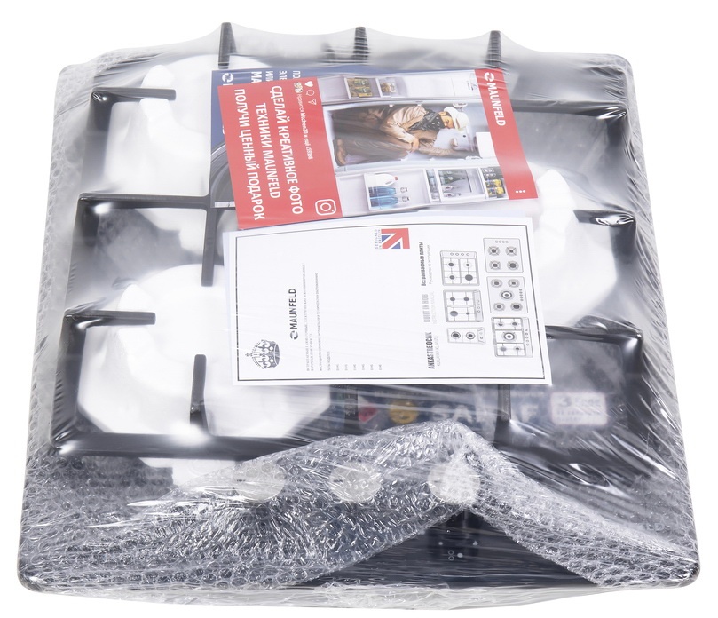 Газовая варочная панель Maunfeld EGHE.43.33 CB/G 44 см, 3 конфорки электроподжиг газконтроль, черный фото 16