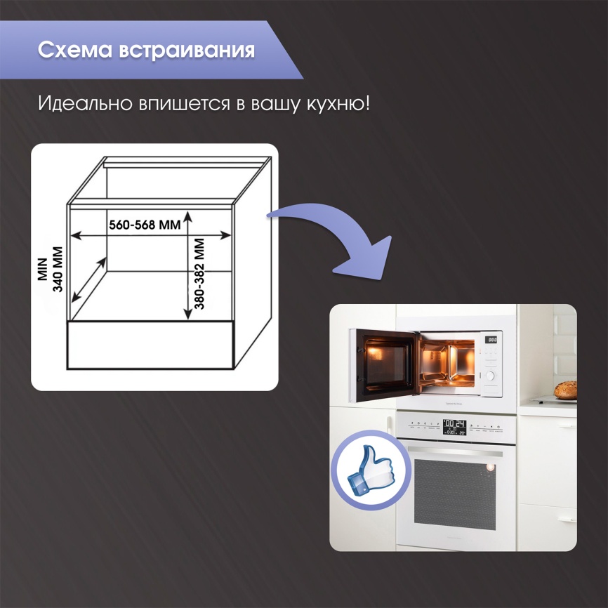 Встраиваемая микроволновая печь СВЧ Zigmund & Shtain BMO 16.202 W фото 10