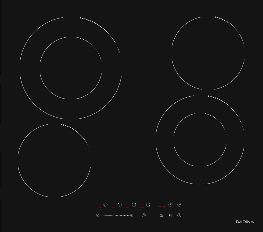 Электрическая варочная панель Darina 6P E327 B 59 см, 4 конфорки стеклокерамика, черный фото 3