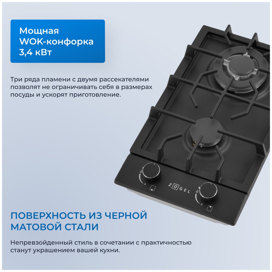 Газовая варочная панель Zugel ZGH290B фото 6