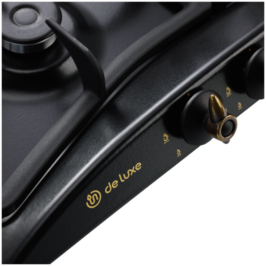 Газовая варочная панель De luxe 5840.00 гмв - 059ЧР 58 см, 4 конфорки электроподжиг, черный матовый фото 4