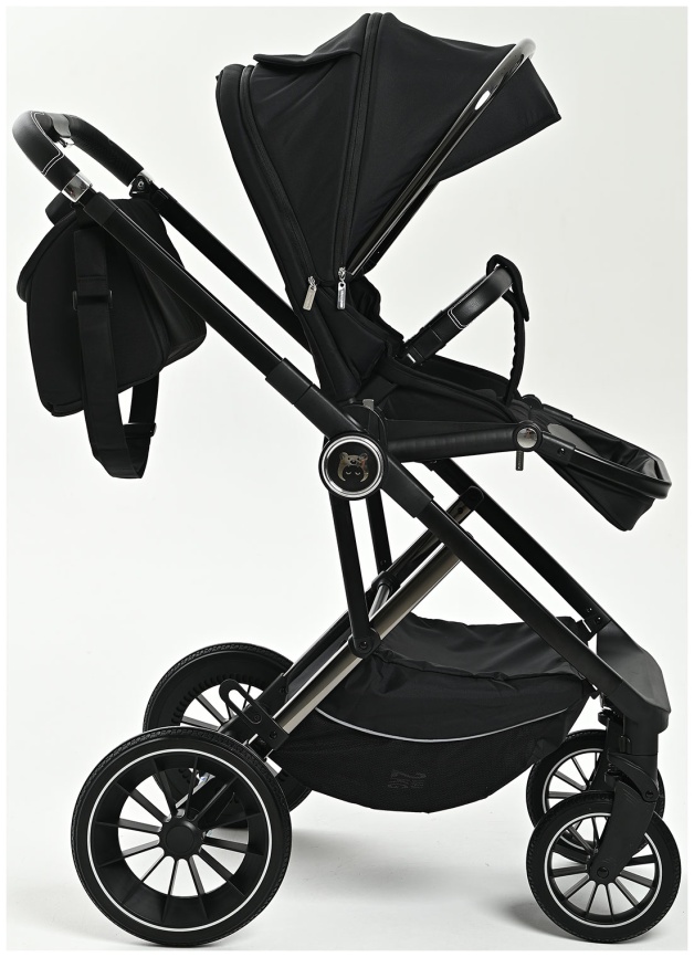 Коляска 2 в 1 Ining Baby Коляска 2 в 1 Ining Baby KR350 black,  люлька, прогулочный блок фото 6